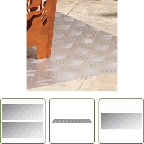 Peldaño -  Peldaño Rectangular 2 pcs Plateado 100 x 40 cm Aluminio
