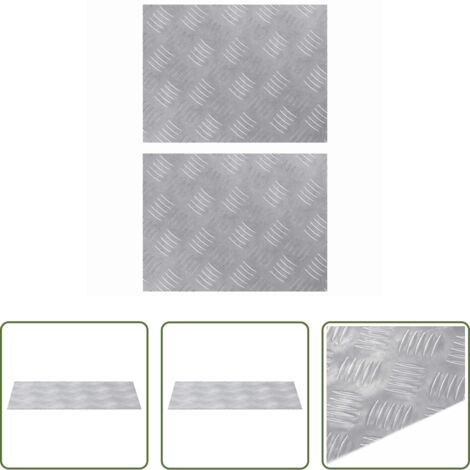 Peldaño plateado -  Peldaño Rectangular 2 pcs Plateado 40 x 30 cm Aluminio