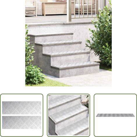 Peldaño plateado -  Peldaño Rectangular 2 pcs Plateado 75 x 25 cm Aluminio