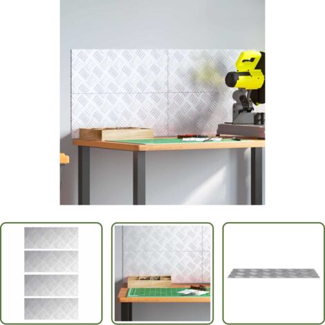 Peldaño plateado -  Peldaño Rectangular 4 pcs Plateado 50 x 20 cm Aluminio