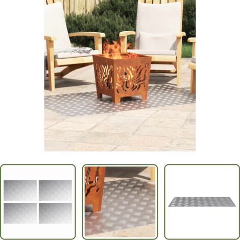 Peldaño plateado -  Peldaño Rectangular 4 pcs Plateado 80 x 50 cm Aluminio
