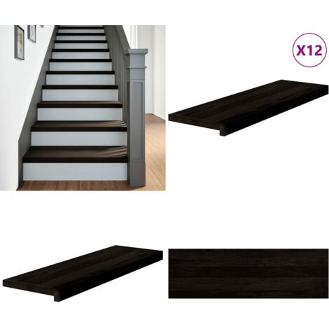 Peldaños de escalera 12 uds madera maciza roble marrón oscuro - Peldaños de madera - Escalones de roble