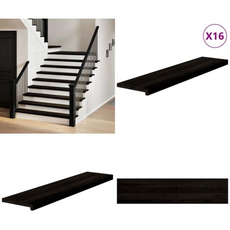 Peldaños de escalera 16 uds madera maciza roble marrón oscuro - Peldaños de madera - Escalones de roble