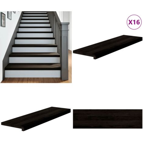 Peldaños de escalera 16 uds madera maciza roble marrón oscuro - Peldaños de madera - Escalones de roble