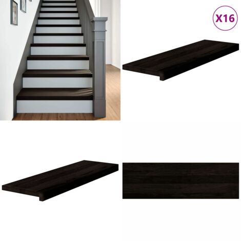 Peldaños de escalera 16 uds madera maciza roble marrón oscuro - Peldaños de madera - Escalones de roble