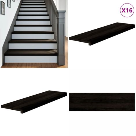 Peldaños de escalera 16 uds madera maciza roble marrón oscuro - Peldaños de madera - Escalones de roble