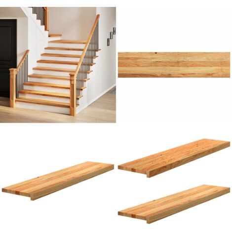 Peldaños de escalera 2 uds madera maciza roble marrón claro - Peldaños de madera - Escalones de roble