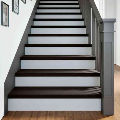 Peldaños de escalera 2 uds madera maciza roble marrón oscuro