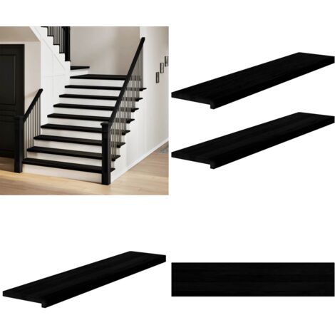 Peldaños de escalera 2 uds madera maciza roble marrón oscuro - Peldaños de madera - Escalones de roble