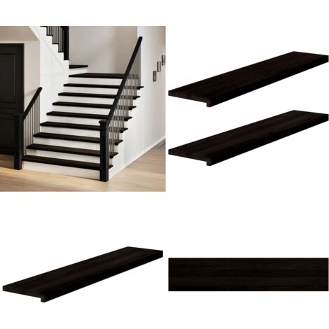 Peldaños de escalera 2 uds madera maciza roble marrón oscuro - Peldaños de madera - Escalones de roble