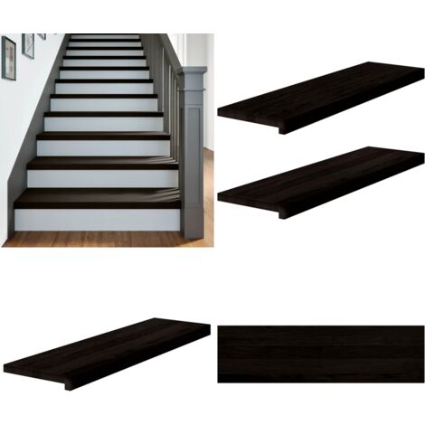 Peldaños de escalera 2 uds madera maciza roble marrón oscuro - Peldaños de madera - Roble