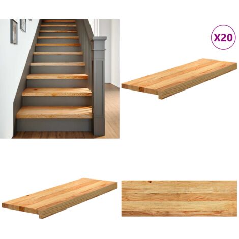 Peldaños de escalera 20 uds madera maciza roble marrón claro - Peldaños de escalera - Madera maciza