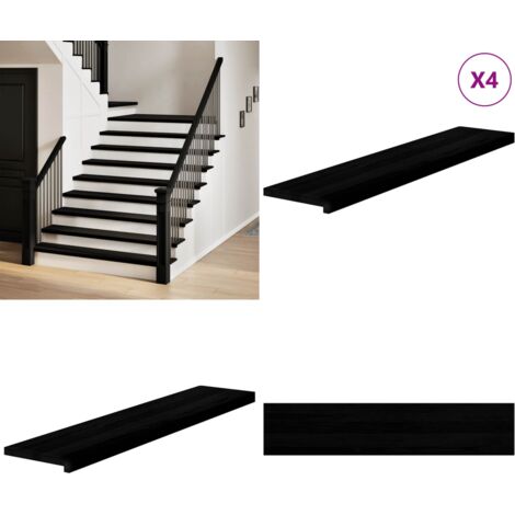 Peldaños de escalera 4 uds madera maciza roble marrón oscuro - Peldaños de madera - Escalones de roble