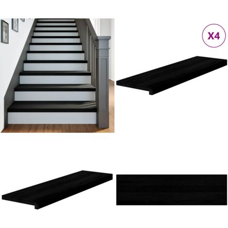Peldaños de escalera 4 uds madera maciza roble marrón oscuro - Peldaños de madera - Escalones de roble