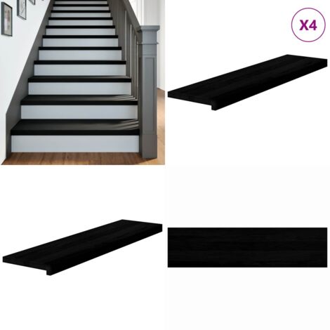 Peldaños de escalera 4 uds madera maciza roble marrón oscuro - Peldaños de madera - Escalones de roble