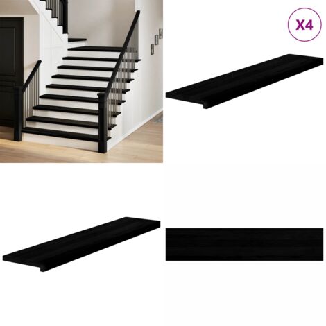 Peldaños de escalera 4 uds madera maciza roble marrón oscuro - Peldaños de madera - Escalones de roble