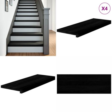 Peldaños de escalera 4 uds madera maciza roble marrón oscuro - Peldaños de madera - Escalones de roble