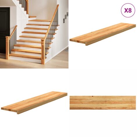 Peldaños de escalera 8 uds madera maciza roble marrón claro - Peldaños de madera - Escalones de roble