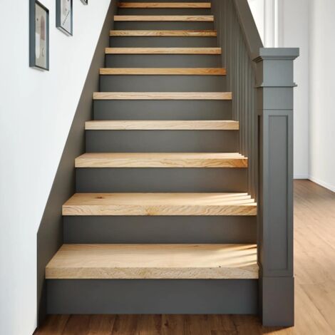 Peldaños de escalera 8 uds madera maciza roble sin tratar