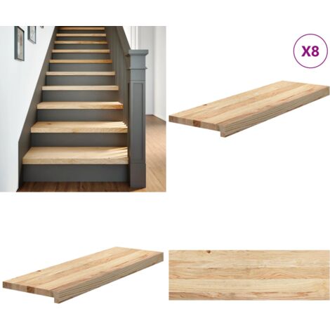 Peldaños de escalera 8 uds sin tratar 80x25x2 cm - Peldaños de escalera - Alféizares de ventana