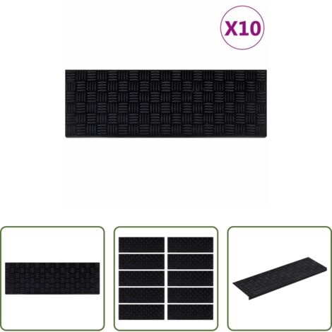Peldaños de goma -  Alfombrillas de escalera de goma 10 uds goma 25x75 cm