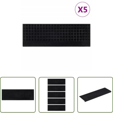 Peldaños de goma -  Alfombrillas de escalera de goma 5 uds 25x75 cm