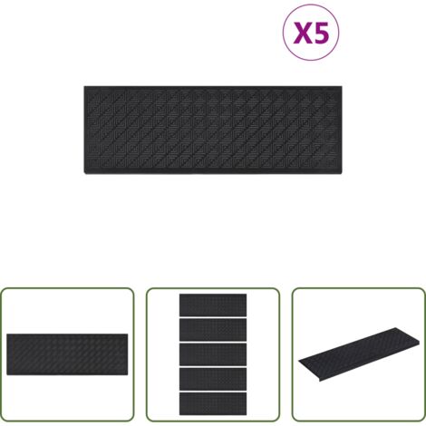 Peldaños de goma -  Alfombrillas de escalera de goma 5 uds 25x75 cm