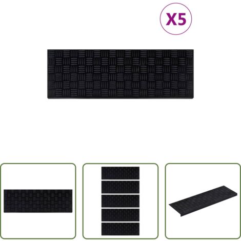 Peldaños de goma -  Alfombrillas de escalera de goma 5 uds 25x75 cm