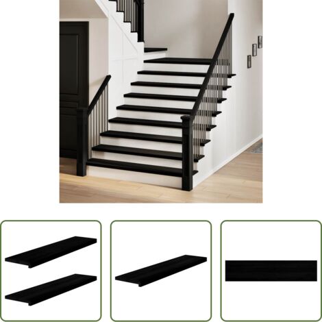 Peldaños de madera -  Peldaños de escalera 2 uds madera maciza roble marrón oscuro