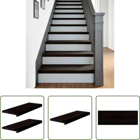 Peldaños de madera -  Peldaños de escalera 2 uds madera maciza roble marrón oscuro