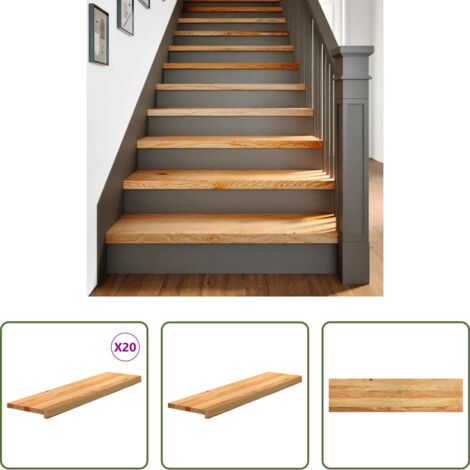 Peldaños de madera -  Peldaños de escalera 20 uds madera maciza roble marrón claro