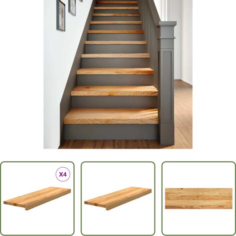 Peldaños de madera -  Peldaños de escalera 4 uds madera maciza roble marrón claro