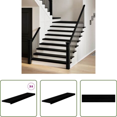 Peldaños de madera -  Peldaños de escalera 4 uds madera maciza roble marrón oscuro
