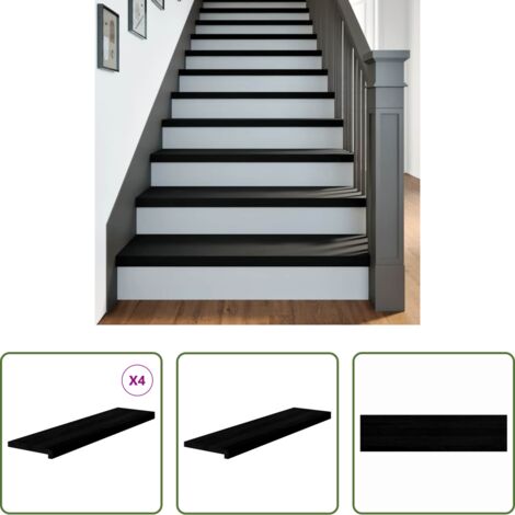 Peldaños de madera -  Peldaños de escalera 4 uds madera maciza roble marrón oscuro