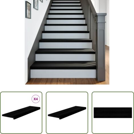 Peldaños de madera -  Peldaños de escalera 4 uds madera maciza roble marrón oscuro