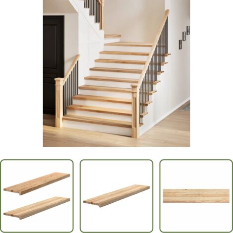 Peldaños de madera -  Peldaños escalera 2 uds sin tratar 120x25x2 cm