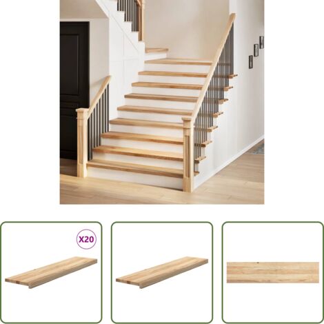 Peldaños de madera -  Peldaños escalera 20 uds sin tratar 110x25x2 cm