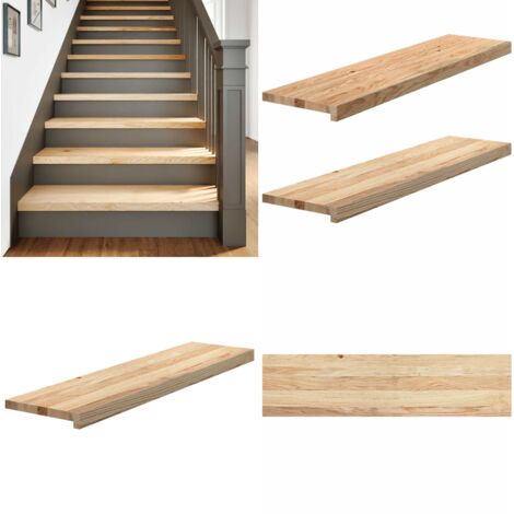 Peldaños escalera 2 uds sin tratar 100x25x2 cm - Peldaños de madera - Alféizares de madera