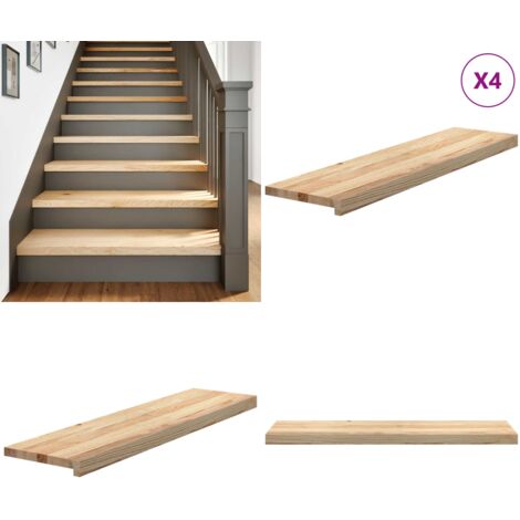 Peldaños escalera 4 uds sin tratar 100x30x2 cm - Peldaños de madera - Alféizares de madera