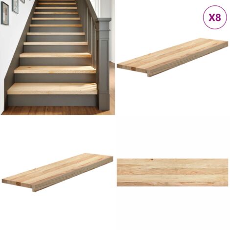 Peldaños escalera 8 uds sin tratar 100x30x2 cm - Peldaños de madera - Alféizares de madera