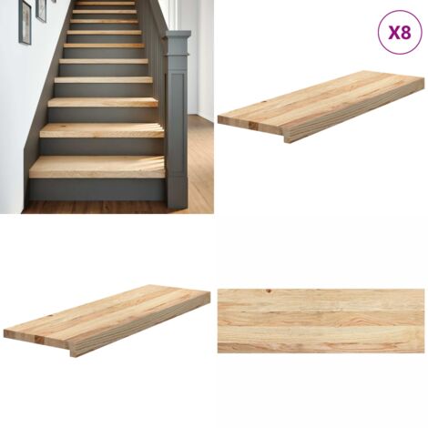 Peldaños escalera 8uds sin tratar 80x30x2cm madera maciza roble - Peldaños de madera - Alféizares de madera