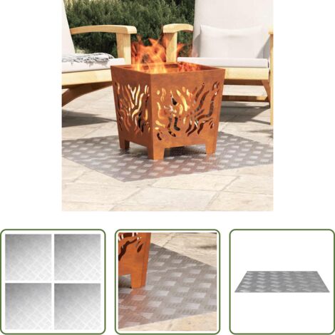 Peldaños -  Peldaño Cuadrado 4 pcs Plateado 50 x 50 cm Aluminio