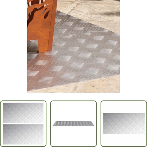 Peldaños -  Peldaño Rectangular 2 pcs Plateado 100 x 50 cm Aluminio