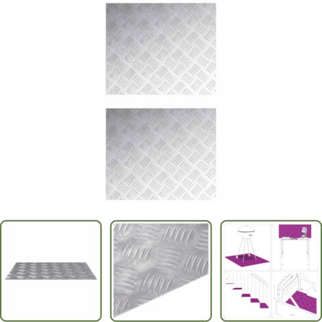 Peldaños -  Peldaño Rectangular 2 pcs Plateado 60 x 50 cm Aluminio