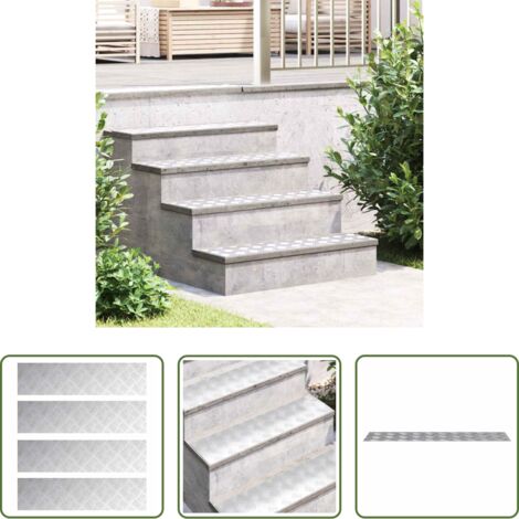 Peldaños -  Peldaño Rectangular 4 pcs Plateado 80 x 20 cm Aluminio