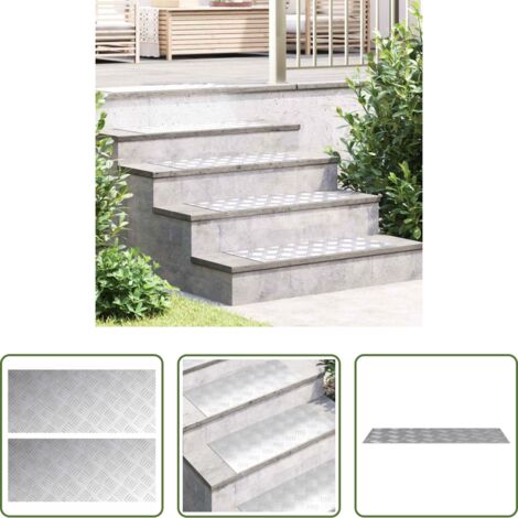 Peldaños plateados -  Peldaño Rectangular 2 pcs Plateado 70 x 30 cm Aluminio