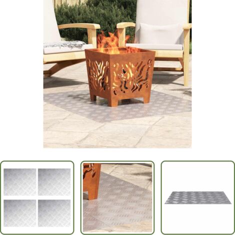 Peldaños plateados -  Peldaño Rectangular 4 pcs Plateado 60 x 50 cm Aluminio