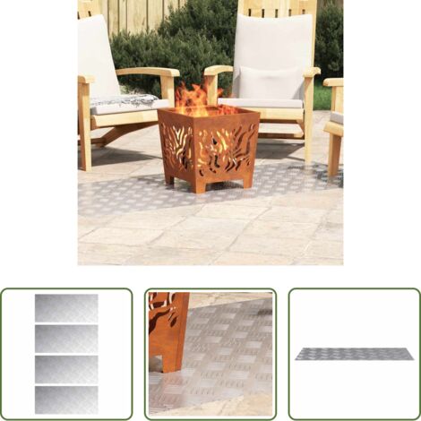 Peldaños plateados -  Peldaño Rectangular 4 pcs Plateado 90 x 40 cm Aluminio