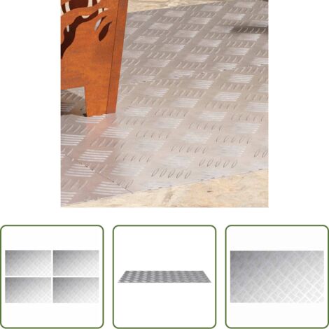 Peldaños plateados -  Peldaño Rectangular 4 pcs Plateado 90 x 50 cm Aluminio