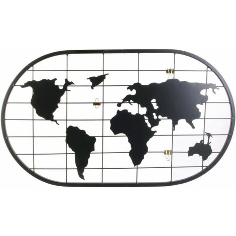 Pêle-mêle carte du monde - 60 x 35 cm - Noir - Livraison gratuite - Noir